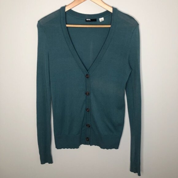 URBAN Outfitters  BDG Teal Button Up Grandpa Cardigan Size Small - Picture 1 of 6
